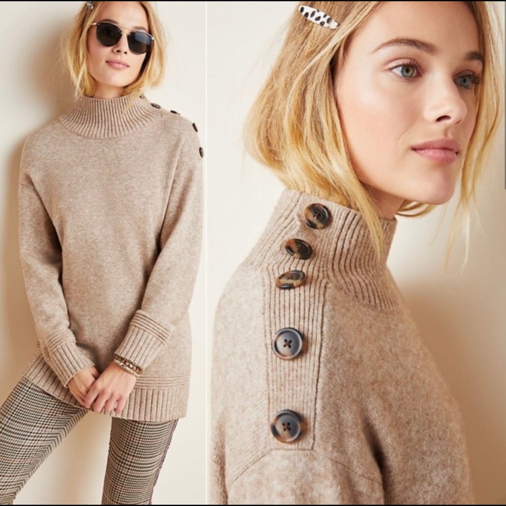 Anthropologie Margarita Button Tunic Sweater
